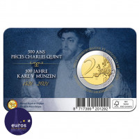 Revers du coincard 2 euros BELGIQUE 2021 - Version Flamande - 500 ans des pièces de Charles Quint - BU