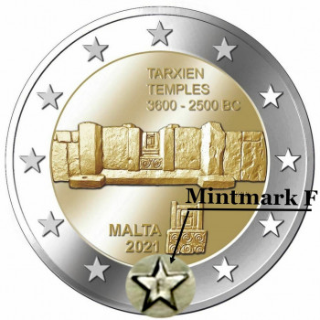 2 euros commémorative BU MALTE 2021 - Tarxien avec différent F