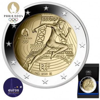 2 euros commémorative FRANCE 2021 - Jeux Olympiques Paris 2024 - Belle Epreuve - Monnaie de Paris
