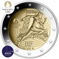 Aversde la pièce 2 euros commémorative FRANCE 2021 - Jeux Olympiques Paris 2024 - Belle Épreuve