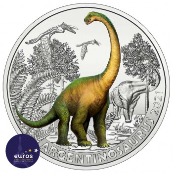 Avers de la pièce de 3 euros AUTRICHE 2021 - Argentinosaurus Huinculensis - Série Dinosaures 9ème émission