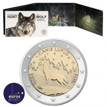 Coincard et pièce 2 euros commémorative ESTONIE 2021 - Le Loup, Animal National - Brillant Universel