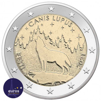 Avers de la pièce de 2 euros commémorative ESTONIE 2021 - Le Loup, Animal National - Brillant Universel
