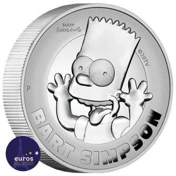Avers de la pièce TUVALU 2022 - 2$ dollars TVD - Les Simpsons™, Bart - 2 oz argent 999‰ - Haut Relief