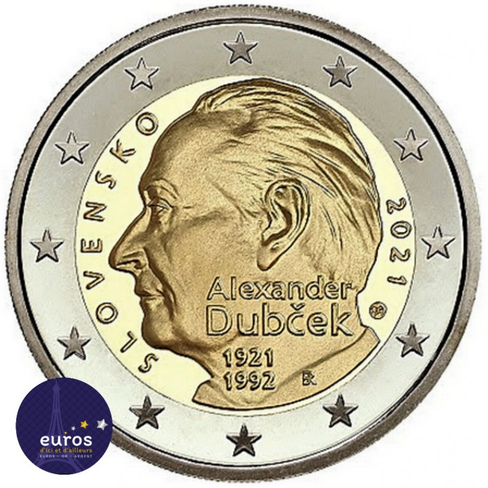 2 euros commémorative SLOVAQUIE 2021 - 100ème anniversaire de la naissance d'Alexander Dubček - UNC