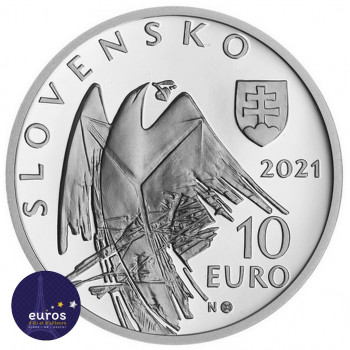 Revers de la pièce de 10 euros SLOVAQUIE 2021 - Naissance d'Alexander Dubček - Argent 900‰