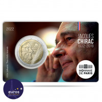 Coincard 2 euros commémorative FRANCE 2022 - Jacques CHIRAC - Brillant Universel