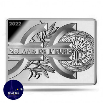 Avers de la pièce de 10 euros FRANCE 2022 - La Semeuse - 20ème anniversaire de l'Euro - Argent 999,99‰ - Belle Épreuve