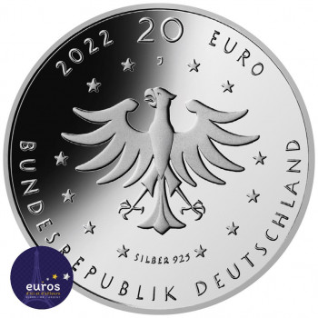Revers de la pièce 20 euros ALLEMAGNE 2022 - Contes de Grimm's - Rumpelstiltskin - Argent 925 ‰