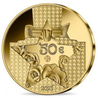 Revers de la pièce de 50 euros FRANCE 2021 - DIOR® - OR 1/4oz - Excellence à la Française - Belle Épreuve