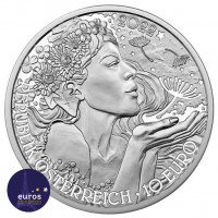 Revers de la pièce 10 euros commémorative AUTRICHE 2022 - Langage des Fleurs Pissenlit - Argent BU 925‰