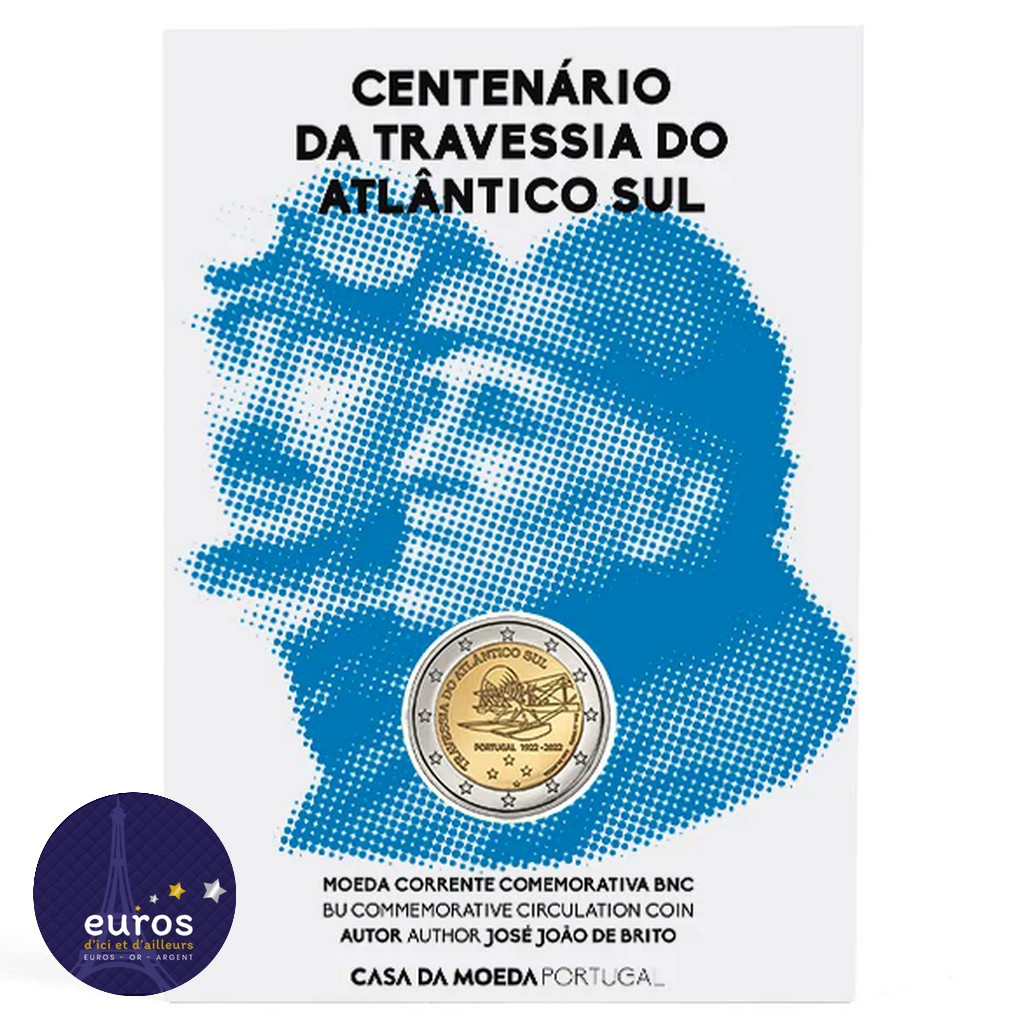 2 euros commémorative PORTUGAL 2022 - Première traversée aérienne de l'Atlantique Sud - Brillant Universel
