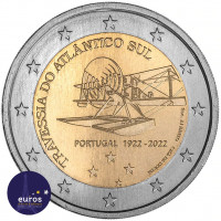Rouleau 25 x 2 euros commémoratives avers PORTUGAL 2022 - Première traversée aérienne de l'Atlantique Sud - UNC
