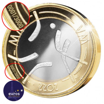 Avers de la pièce de 5 euros commémorative FINLANDE 2022 numérotée - Championnat du Monde de Hockey - BU