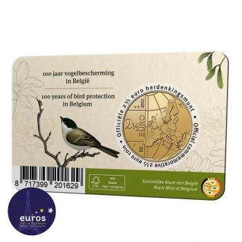 Coincard FR 2,5 euros Belgique 2022 - 100 ans de protection des oiseaux en Belgique - BU