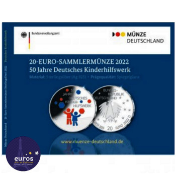 20 euros ALLEMAGNE 2022 - 20 euros ALLEMAGNE 2022 - 50ans Organisation de Aide à l'Enfance - Ag 925‰ - Belle Épreuve
