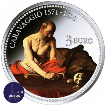 3 euros MALTE 2022 - Caravaggio - Saint Jérôme écrivant - Argent - Brillant Universel