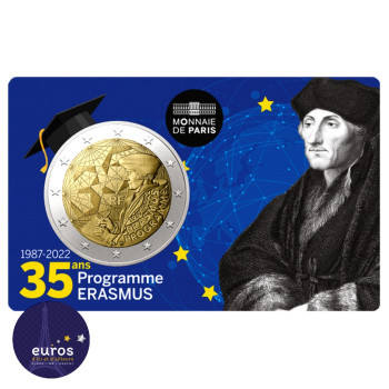 Coincard 2 euros commémoratives FRANCE 2022 - ERASMUS - Brillant Universel