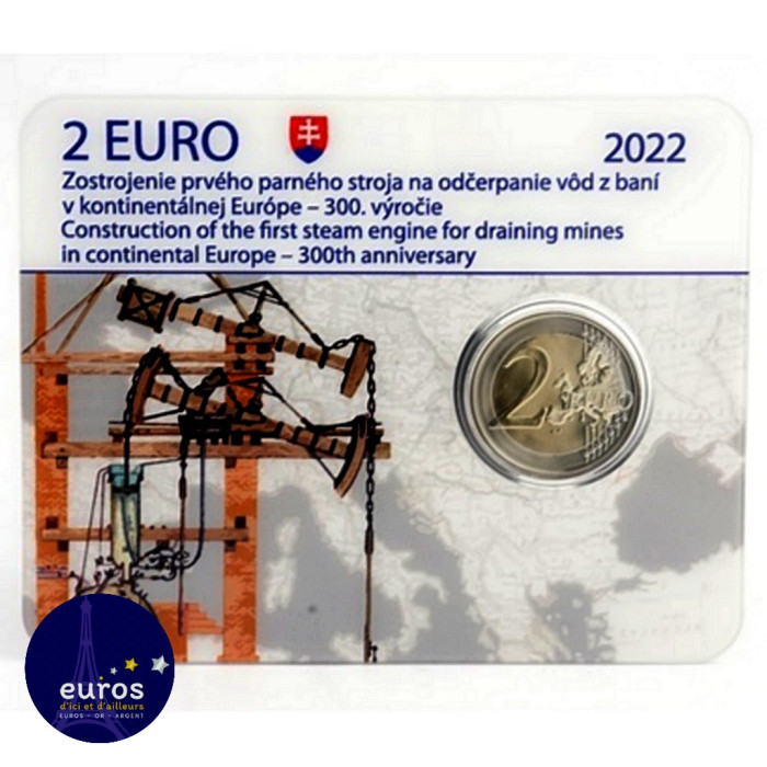 Coincard 2 euros SLOVAQUIE 2022 - 1ère machine à vapeur atmosphérique en Europe continentale - BU