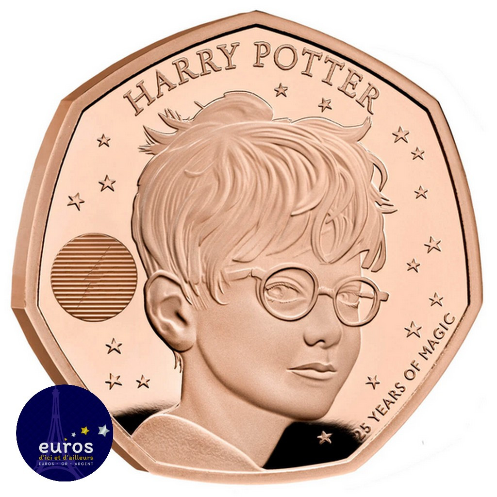 Avers de la pièce GRANDE-BRETAGNE 2022 - 50 Pence (0,50£) Harry Potter en Or