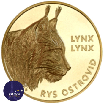 Revers de la pièce de 5 euros commémorative SLOVAQUIE 2022 - Le Lynx d'Eurasie - UNC