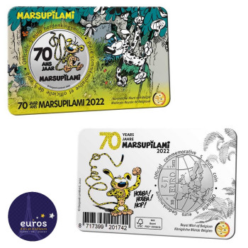 Coincard 5 euros BELGIQUE 2022 - 70 ans de Marsupilami - Version colorisée - BU