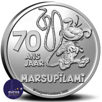 Avers de la pièce de  5 euros BELGIQUE 2022 - 70 ans de Marsupilami - Version relief - BU