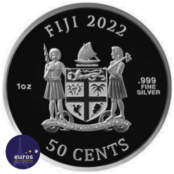 ILES FIDJI 2022 - 50 cents FJD - Chats des Fidji (2) - Bullion 1oz argent 999,99‰