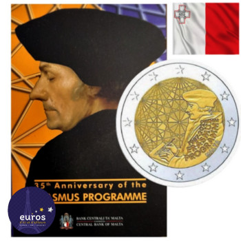 Coincard 2 euros commémorative commune MALTE 2022 - 35ème anniversaire Erasmus - Brillant Universel