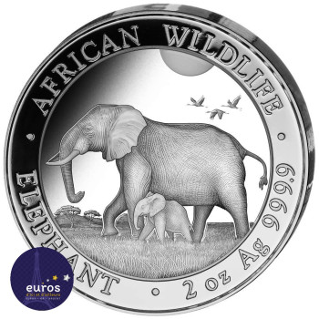 SOMALIE 2022 - Pièce 200 Shillings de 2 onces oz  argent pur - Éléphant - African Wildlife - Belle Épreuve