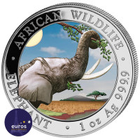 SOMALIE 2023 - Set Éléphant - African Wildlife - 2 x 1oz argent 999,99‰ - Jour et Nuit - Colorisée