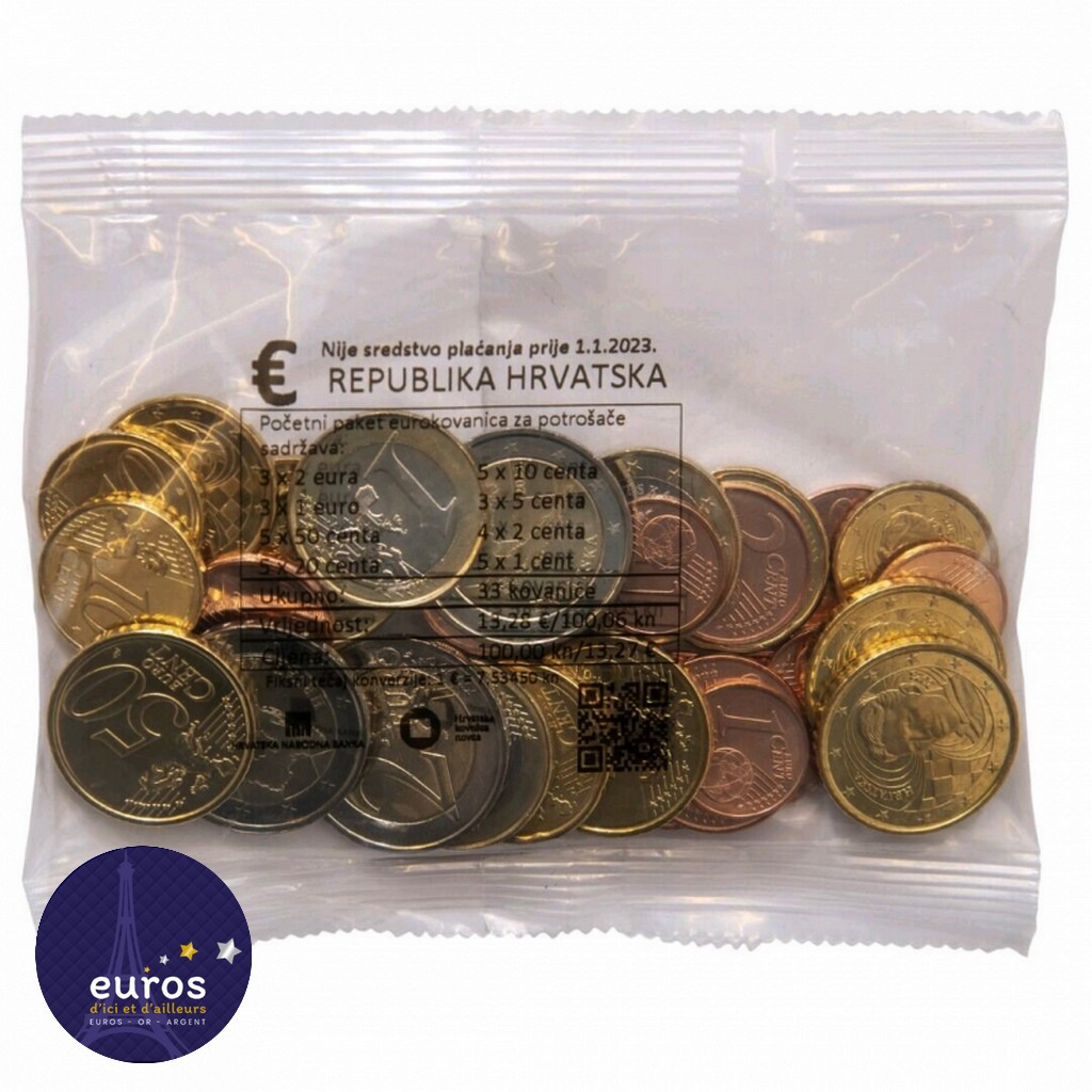Starter Kit euro CROATIE 2023 - UNC - Série 1 cent à 2 euros € CROATIE 2023