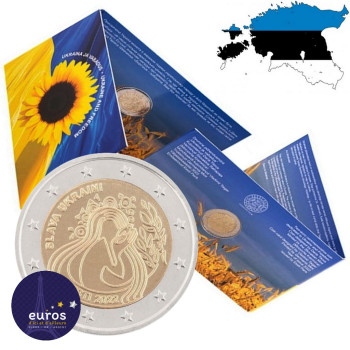 Coincard 2 euros commémorative ESTONIE 2022 - Ukraine et Guerre - BU