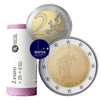 Rouleau 25 x 2 euros commémoratives FINLANDE 2022 - Recherche Climatique - UNC