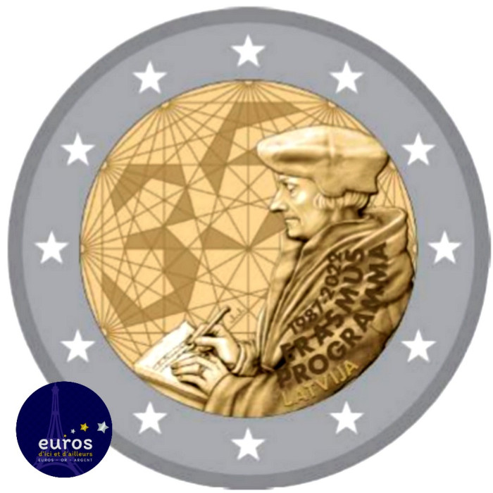 Pièce de 2 euros commémorative commune LETTONIE 2022 - ERASMUS - UNC