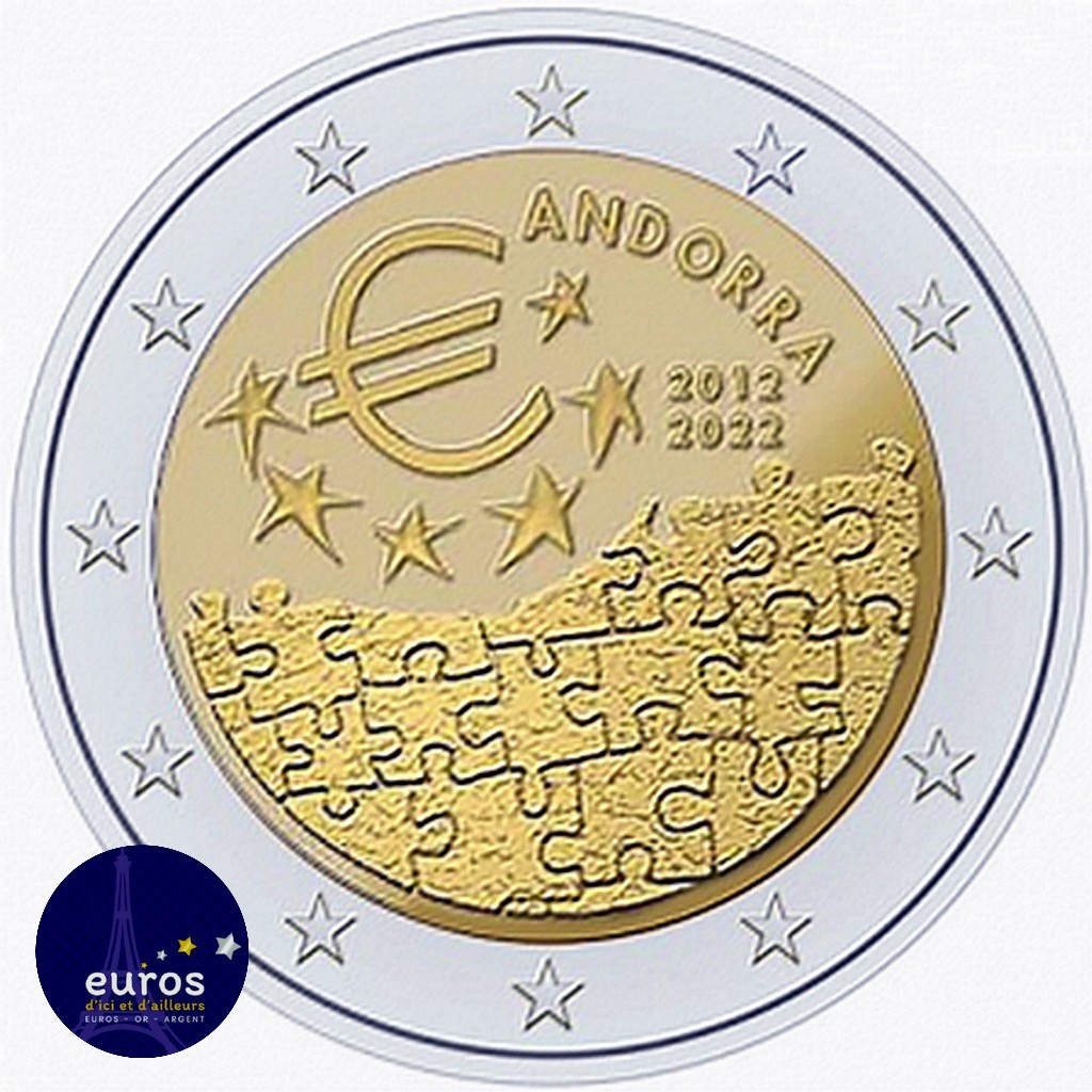 2 euros commémorative ANDORRE 2022 - Accord Monétaire entre Andorre et l'UE - Brillant Universel
