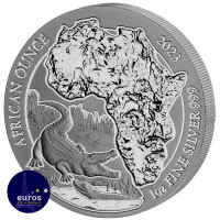 RWANDA 2023 - African Once -  Crocodile du Nil - 1oz Argent 999,99‰ - Bullion Coin