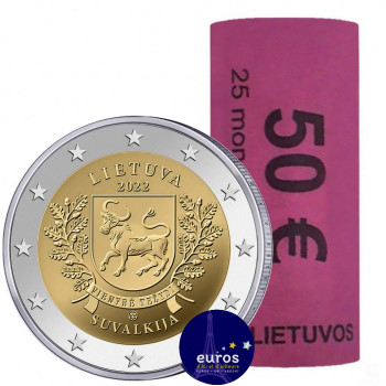 Rouleau 25 x 2 euros commémoratives LITUANIE 2022 - Suvallkija - Régions Ethnographiques Lituaniennes - UNC