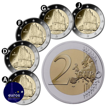 5 x 2 euros commémoratives ALLEMAGNE 2023 - ADFGJ - Etats Fédéraux  Elbphilharmonie - UNC