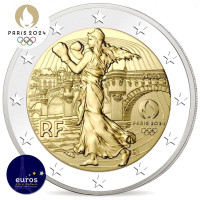 Coincard 2 euros commémorative FRANCE 2023 - Jeux Olympiques Paris 2024 - Brillant Universel - Jaune