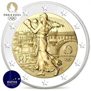 Coincard 2 euros commémorative FRANCE 2023 - Jeux Olympiques Paris 2024 - Brillant Universel - Bleu