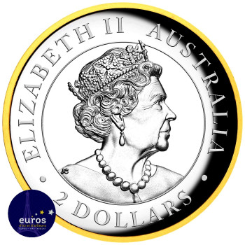 AUSTRALIE 2022 - 2$ AUD - Kookaburra - 2oz argent 999,99‰ et plaquage or 24 carats - Effigie de la reine Élisabeth II