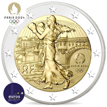 Coincard 2 euros commémorative FRANCE 2023 - Jeux Olympiques Paris 2024 - Brillant Universel Vert