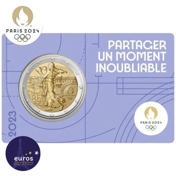 Coincard 2 euros commémorative FRANCE 2023 - Jeux Olympiques Paris 2024 - Brillant Universel - Violet