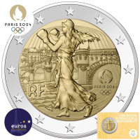 Coincard 2 euros commémorative FRANCE 2023 - Jeux Olympiques Paris 2024 - Brillant Universel - Jaune