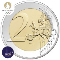 Coincard 2 euros commémorative FRANCE 2023 - Jeux Olympiques Paris 2024 - Brillant Universel - Rouge