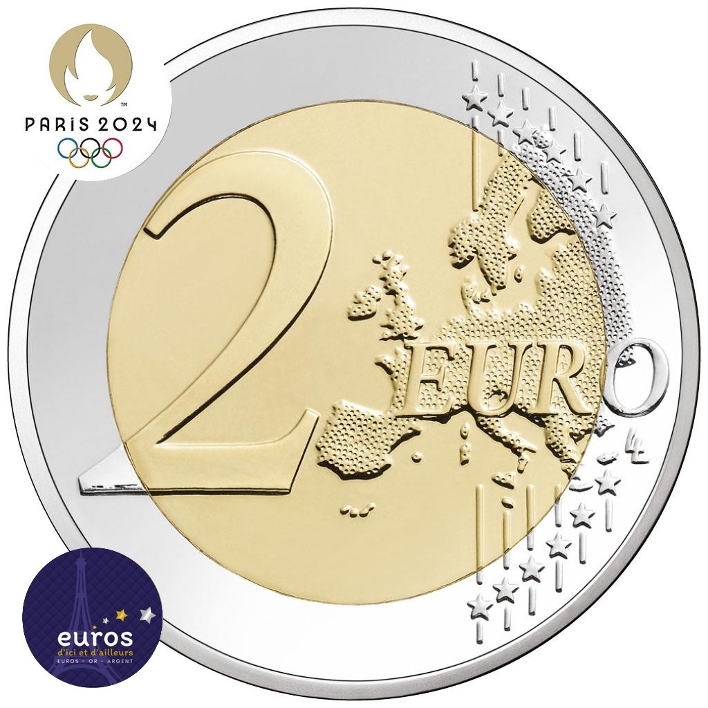 2€ euro JO 2024 France La remise du drapeau olympique Monnaie de