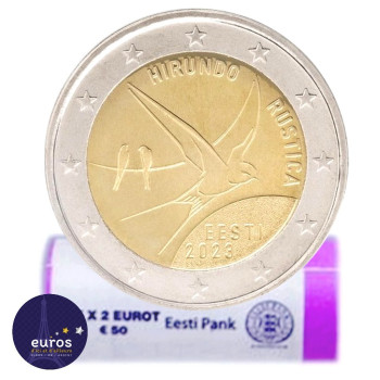 Rouleau 25 x 2 euros commémoratives ESTONIE 2023 - Hirondelle Rustique - UNC