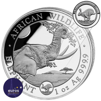 SOMALIE 2023- 1 oz argent - Elephant - African Wildlife - Mintmark  Année du Lapin - Bullion