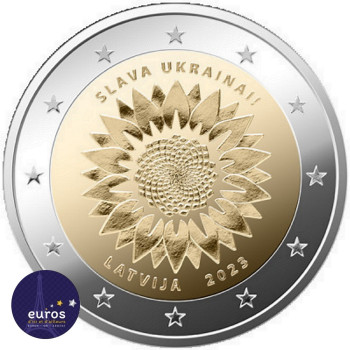 €2 commemorative LATVIA 2023 - Ukrainian Sunflower - Glory to Ukraine - Uncirculated
